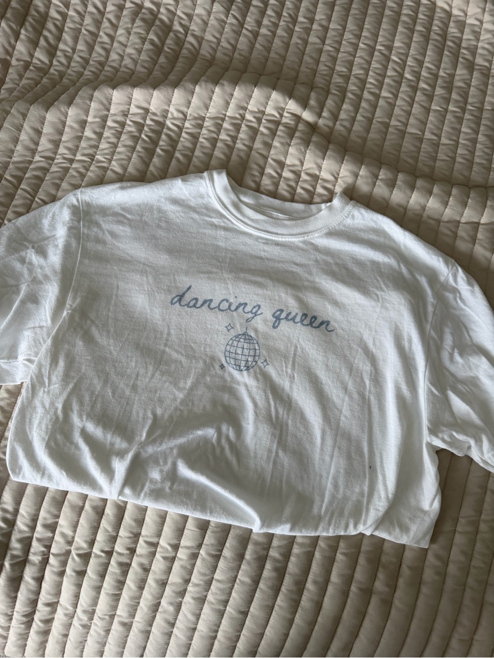 Dancing Queen White Graphic Tee — Casual Women's Top